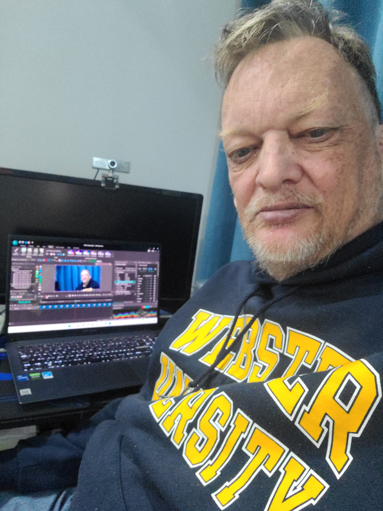 Jim McCoy editing video in the China studio